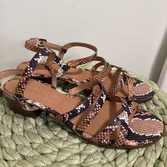 Madewell Lori Stappy Multi Color Snakeskin Leather Low Heel Sandal NWT - Picture 8 of 14